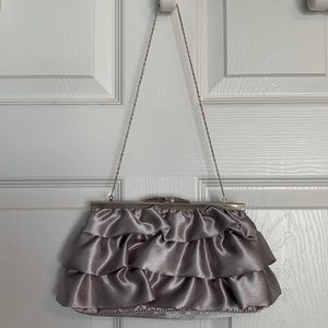 Silver Ruffle Purse Handbag Clutch Formal Prom Wedding Charlotte Russe
